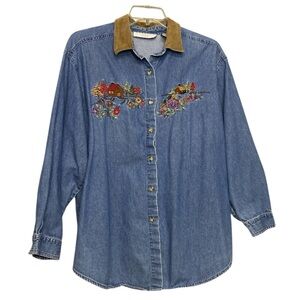 Vintage Victoria Jones Woman denim buttons down shirt size 24W